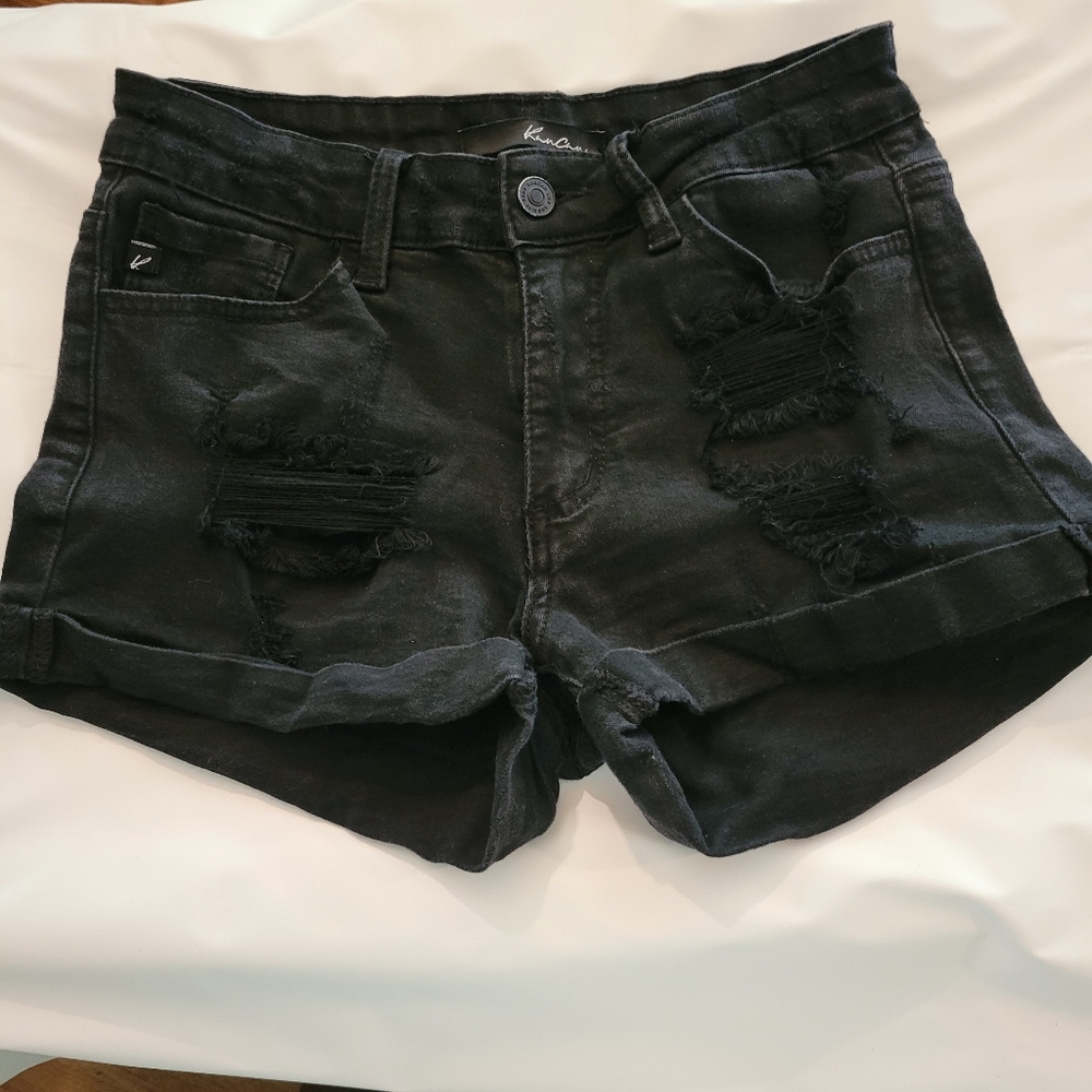 KanCan black distressed shorts. (5)